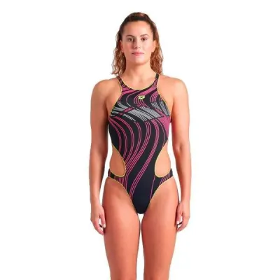 Купальник закритий для женщин Arena ONE  STREAM SWIMSUIT черный, розовый Жен 42 008953-560 42 - Robinzon.ua