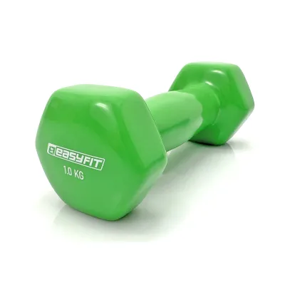 Гантель для фитнеса 1.0 кг EasyFit с виниловым покрытием салатовая - Robinzon.ua