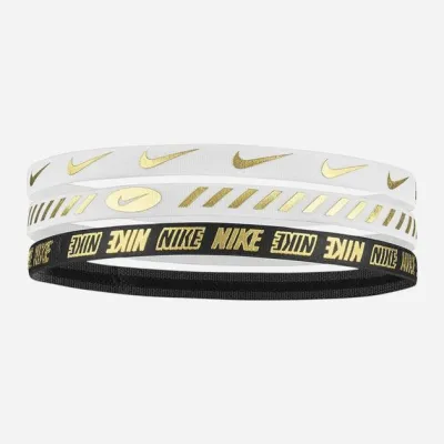 Повязка на голову Nike W HEADBANDS 3.0 3 PK METALLIC белый, черный Уни One Size N.100.4527.112.OS - Robinzon.ua