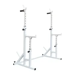 Стійки під штангу 40 на 40 мм Білий зі страхувальними упорами, брусами та штирями для зберігання блінів - Robinzon.ua