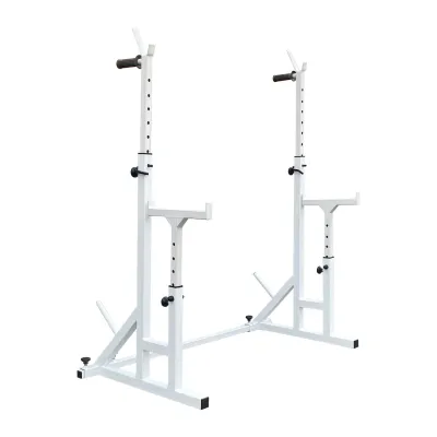 Стійки під штангу 40 на 40 мм Білий зі страхувальними упорами, брусами та штирями для зберігання блінів - Robinzon.ua