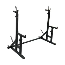 Стойки под штангу 50 на 50 мм Черный со страховочными упорами, брусьями и штырями для хранения блинов - Robinzon.ua