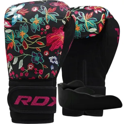 Боксерские перчатки RDX FL-3 FLORAL BLACK-10 унций (капа в комплекте) - Robinzon.ua
