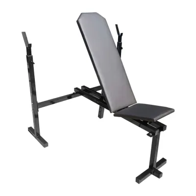 Лавка для жиму зі стійками 30 на 30 мм регульована Чорний - Robinzon.ua