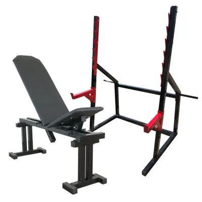 Скамья для жима регулируемая 40 на 40 мм + Стойки для приседания под штангу 50 на 50 мм - Robinzon.ua