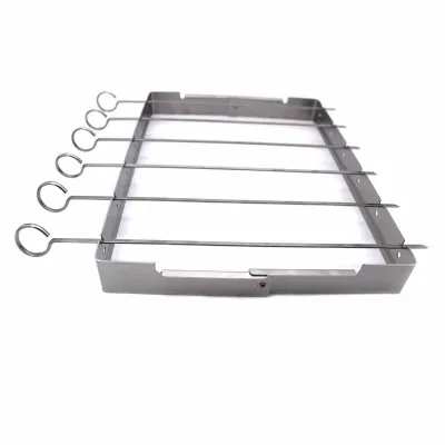 Набор шампуров с подставкой SANTOS, 6 шт, складная подставка, нержавеющая сталь 890109. - Robinzon.ua