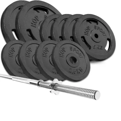 Набор 59 кг Прямой гриф + металлические диски Hop-Sport Strong - Robinzon.ua