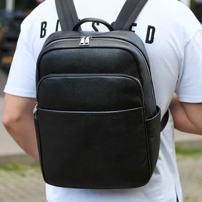 Шкіряний чоловічий рюкзак класичний чорний з натуральної шкіри якісний  Tiding Bag 78672 - Robinzon.ua