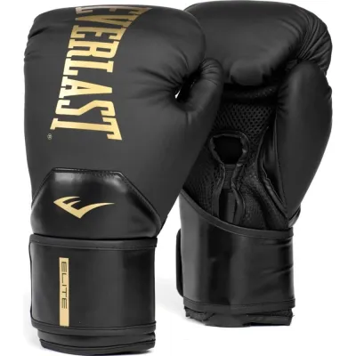 Боксерські рукавиці  Everlast ELITE 2 BOXING GLOVES чорний, золотий Уні 14 унцій P00003272 - Robinzon.ua