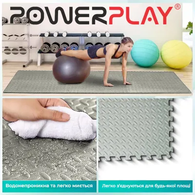 Мат-пазл (ласточкин хвост) PowerPlay EVA Puzzle Mat 120 x 120 x 1.2 cм Оливковый - Robinzon.ua