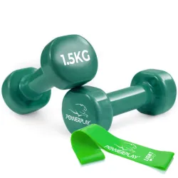 Гантелі вінілові PowerPlay 4125 Achilles 2*1,5 кг. Зелені (2шт.) - Robinzon.ua
