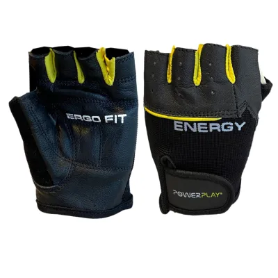 Рукавички для фітнесу та важкої атлетики PowerPlay 9058 Energy чорно-жовті L - Robinzon.ua