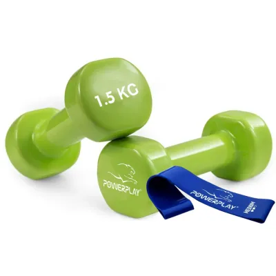 Гантели виниловые PowerPlay 2*1,5 кг. PP_4103 Зеленые (2шт. - пара) - Robinzon.ua