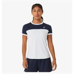 Жіноча Футболка Asics COURT SS TOP Білий Темно-синій S (2042A262-102 S) - Robinzon.ua