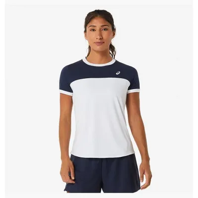 Жіноча Футболка Asics COURT SS TOP Білий Темно-синій S (2042A262-102 S) - Robinzon.ua