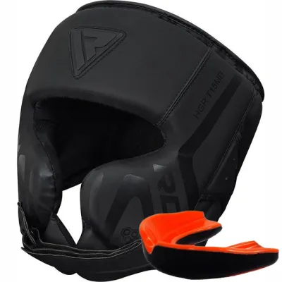 Боксерський шолом RDX T15 Noir Cheek Protector Matte Black  L (капа у комплекті) - Robinzon.ua