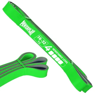Еспандер-петля (гумка для фітнесу і кроссфіту) PowerPlay 4116 Double Colors Зелено/Сіра (16-32 кг) - Robinzon.ua