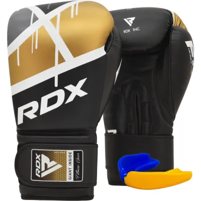Боксерские перчатки RDX F7 Ego Black Golden 14 унций (капа в комплекте) - Robinzon.ua