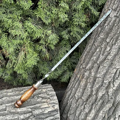 Шампур Mzavod с деревянной ручкой 630х12х3мм ретро - Robinzon.ua