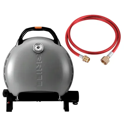 КОМПЛЕКТ Портативний переносний газовий гриль O-GRILL 600T, срібло + шланг в подарунок! - Robinzon.ua