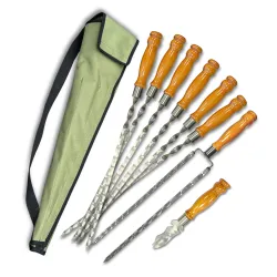 Набор шампуров Лира 6/1/1 светлая ручка в зеленом чехле - Robinzon.ua