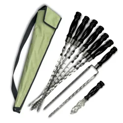 Набор шампуров Лира 6/1/1 черная ручка в зеленом чехле - Robinzon.ua