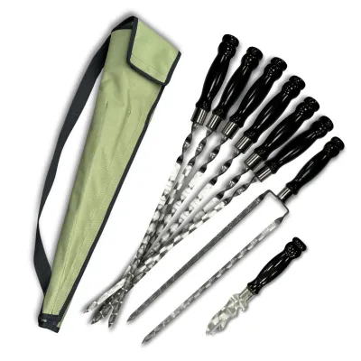 Набор шампуров Лира 6/1/1 черная ручка в зеленом чехле - Robinzon.ua