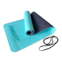 Килимок для йоги та фітнесу EasyFit TPE+TC 6 мм двошаровий м'ятний-чорний - Robinzon.ua