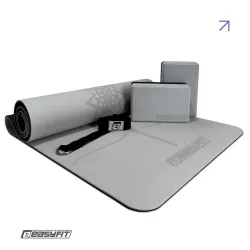 Набір для йоги та фітнесу EasyFit Polarity Set PRO (Stone): килимок, два блоки та ремінь - Robinzon.ua
