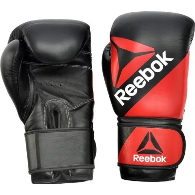 Мужские боксерские перчатки Reebok Combat Leather Boxing Gloves Черный, Красный 10 унций (RSCB-10110RD-10) - Robinzon.ua