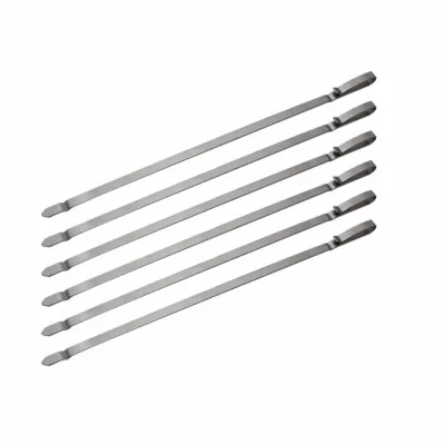 Набор шампуров для бокового горелки гриля SANTOS, из нержавеющей стали, ветрозащита, набор 6 шт. 890956. - Robinzon.ua