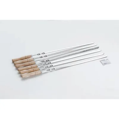 Шампур с деревянной ручкой из нержавеющей стали, 590*10*2мм СИЛА - Robinzon.ua