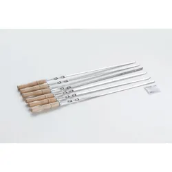 Шампур с деревянной ручкой из нержавеющей стали, 590*10*2мм СИЛА - Robinzon.ua