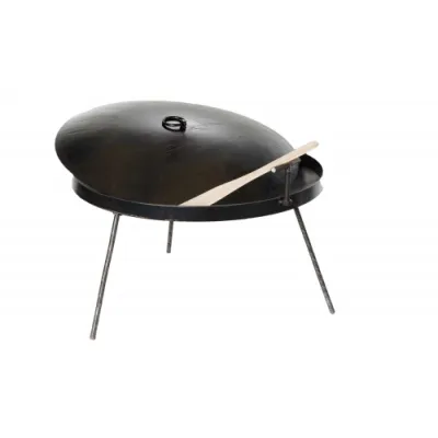 Сковорода туристическая с бортом 30мм, крышкой и чехлом, 500мм толщина 4мм СИЛА - Robinzon.ua