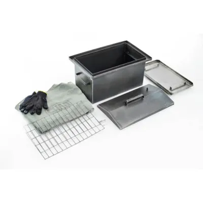 Коптильня с гидрозатвором толщина металла 2мм 510*310*320мм с чехлом и перчатками СИЛА - Robinzon.ua