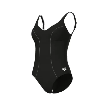 Купальник закритий для жінок Arena CLIP BACK SWIMSUIT SOLID B Чорний, Білий 38 (010651-510 38) - Robinzon.ua