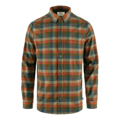 Сорочка чоловіча FJALLRAVEN Lappland Stretch Flannel Shirt M L помаранчевий/зелений - Robinzon.ua