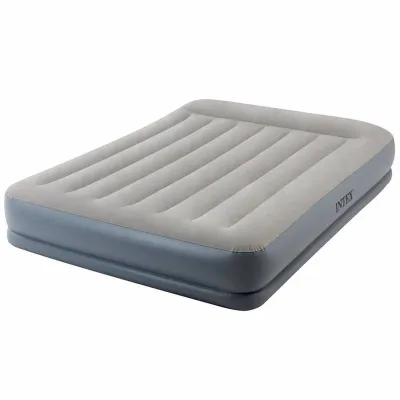 Двуспальная надувная кровать Intex 64118 (152-203-30 см) Pillow Rest Mid-Rise + Встроенный электронасос 220В - Robinzon.ua
