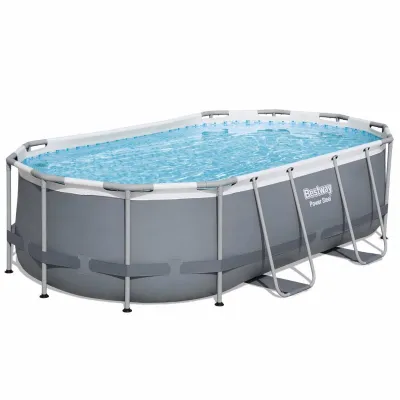 Овальный каркасный бассейн Bestway 56620 Power Steel Frame Pool (427х250х100 см) - Robinzon.ua