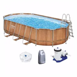 Овальный каркасный бассейн Bestway 56719 (610х366х122 см) с гидромассажем, картриджным фильтром и лестницей Овальный каркасный бассейн Bestway 56719 (610х366х122 см) с гидромассажем, картриджным фильтром и лестницей - Robinzon.ua