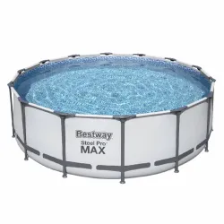 Круглый каркасный бассейн Bestway 5612X (427х122 см) с картриджным фильтром, тентом и лестницей - Robinzon.ua
