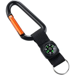 Munkees 3228 карабін 8 mm with strap, compass, keyring black Munkees 3228 карабін 8 mm with strap, compass, keyring black - Robinzon.ua