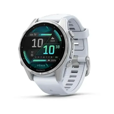 Смарт-часы Garmin Fenix 8 – 43 мм, AMOLED, серебристые с силиконовым ремешком цвета белый камень - Robinzon.ua
