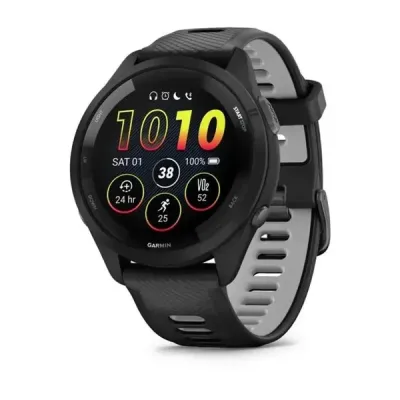 Смарт-часы Garmin Forerunner 265 с черными безелем и корпусом и черно-серым силиконовым ремешком - Robinzon.ua