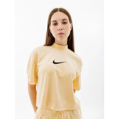 Женская Футболка Nike W NSW MOCK SS TEE TRRY MS  Желтый L (7dFJ4894-294 L) - Robinzon.ua