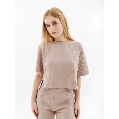 Женская Футболка Nike W NSW RIB JRSY SS TOP Бежевый L (7dDV7870-272 L) - Robinzon.ua