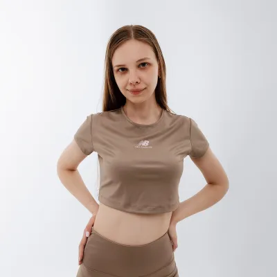 Женская Футболка New Balance Athletics Pearl Коричневый L (7dWT31556MS L) - Robinzon.ua