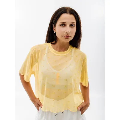 Жіноча Футболка Nike W NSW AIR AOP MESH SS CROP TOP Жовтий  S (7dDV8245-795 S) - Robinzon.ua
