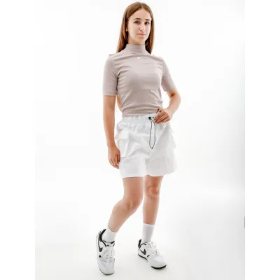 Женская Футболка Nike W NSW ESSNTL RIB MOCK SS TOP  Бежевый XS (7dDV7958-272 XS) - Robinzon.ua