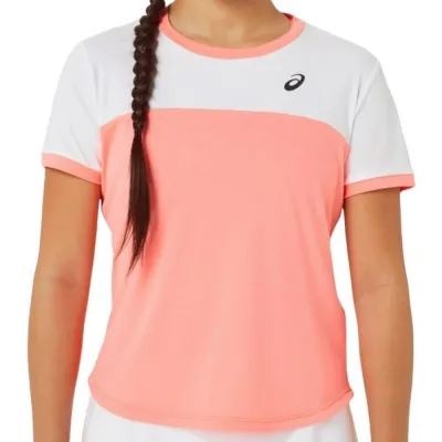 Детская футболка Asics GIRLS TENNIS SS TOP Белый Коралловый 122-128 (2044A039-701 122-128) - Robinzon.ua
